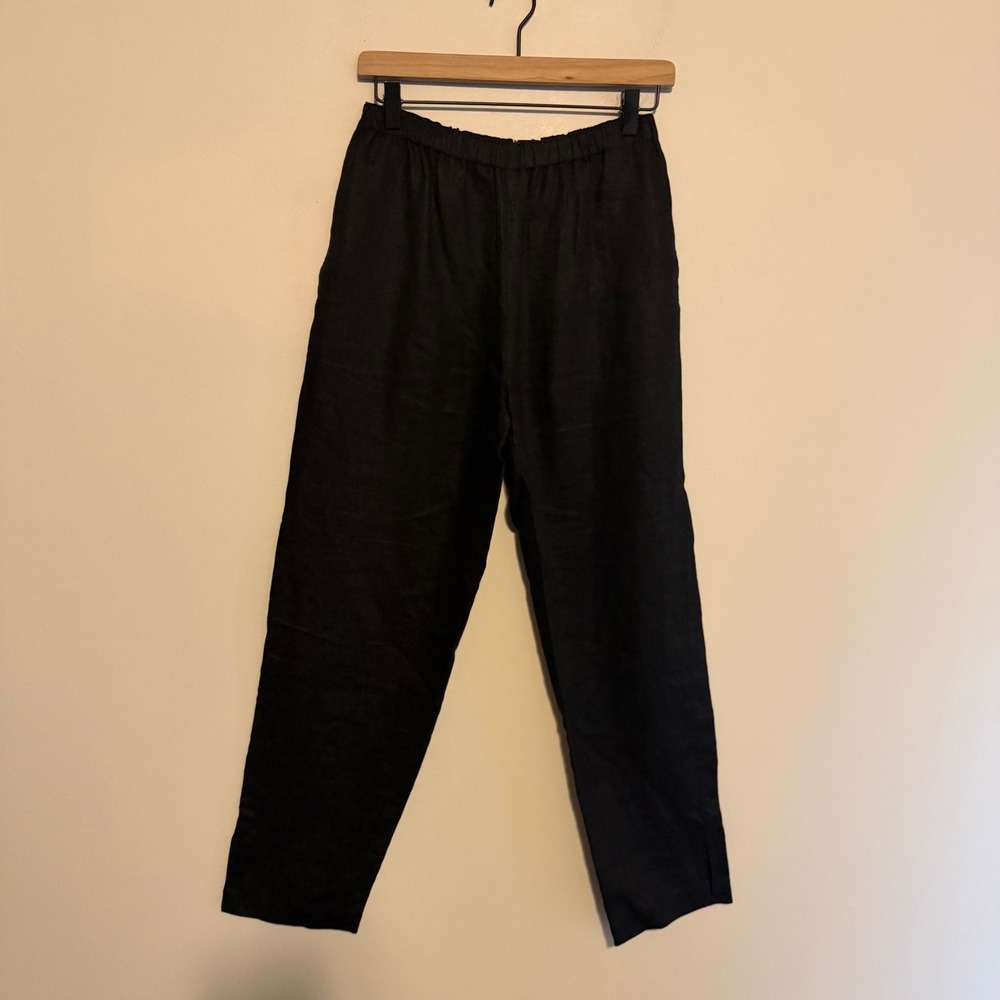 Courtney Washington linen classic pants lagenlook USA black S minimalist boho
